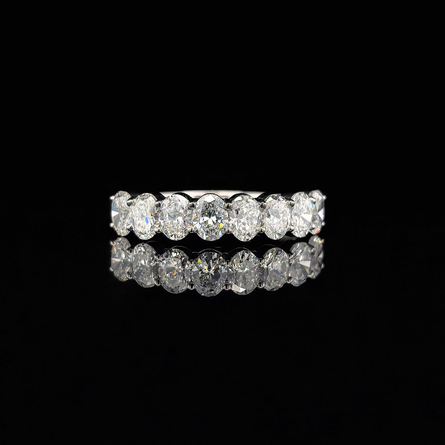 9k W/Gold, 8=1,20ct Oval Cut Lab Grown Diamond Half Eternity Ring