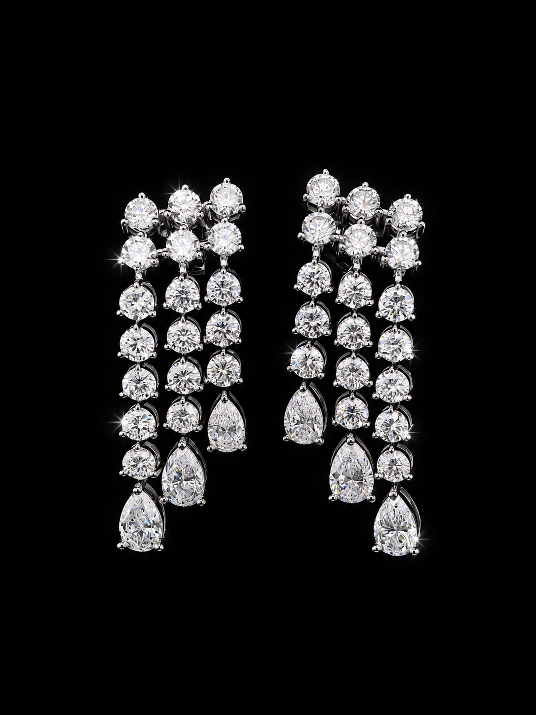 9k W/Gold, 42= 3.991ct Multi-Shape Lab Grown Diamond Dangle Earrings