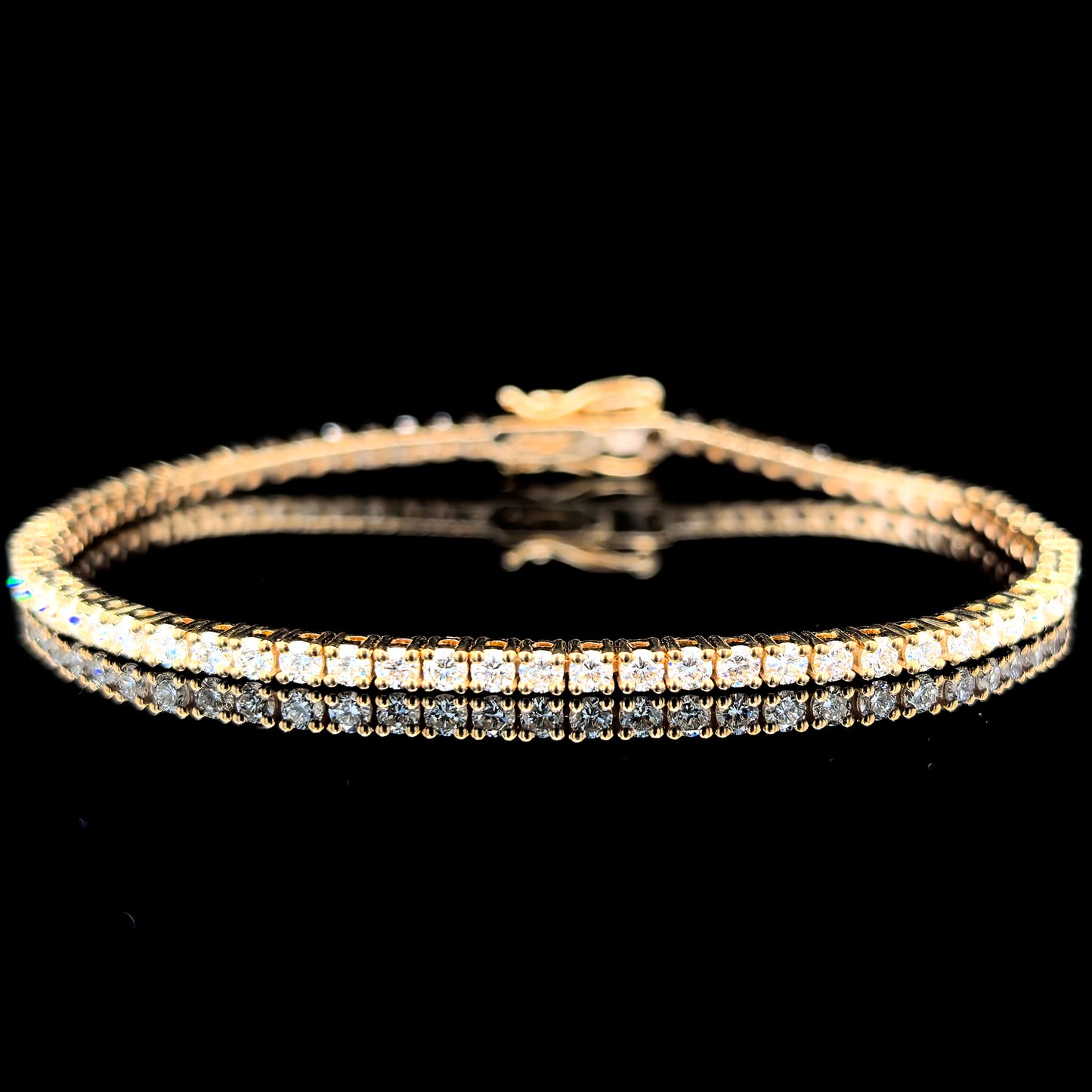 9k Y/Gold, 70= 3,32ct Round Brilliant Lab Grown Diamond Tennis Bracelet