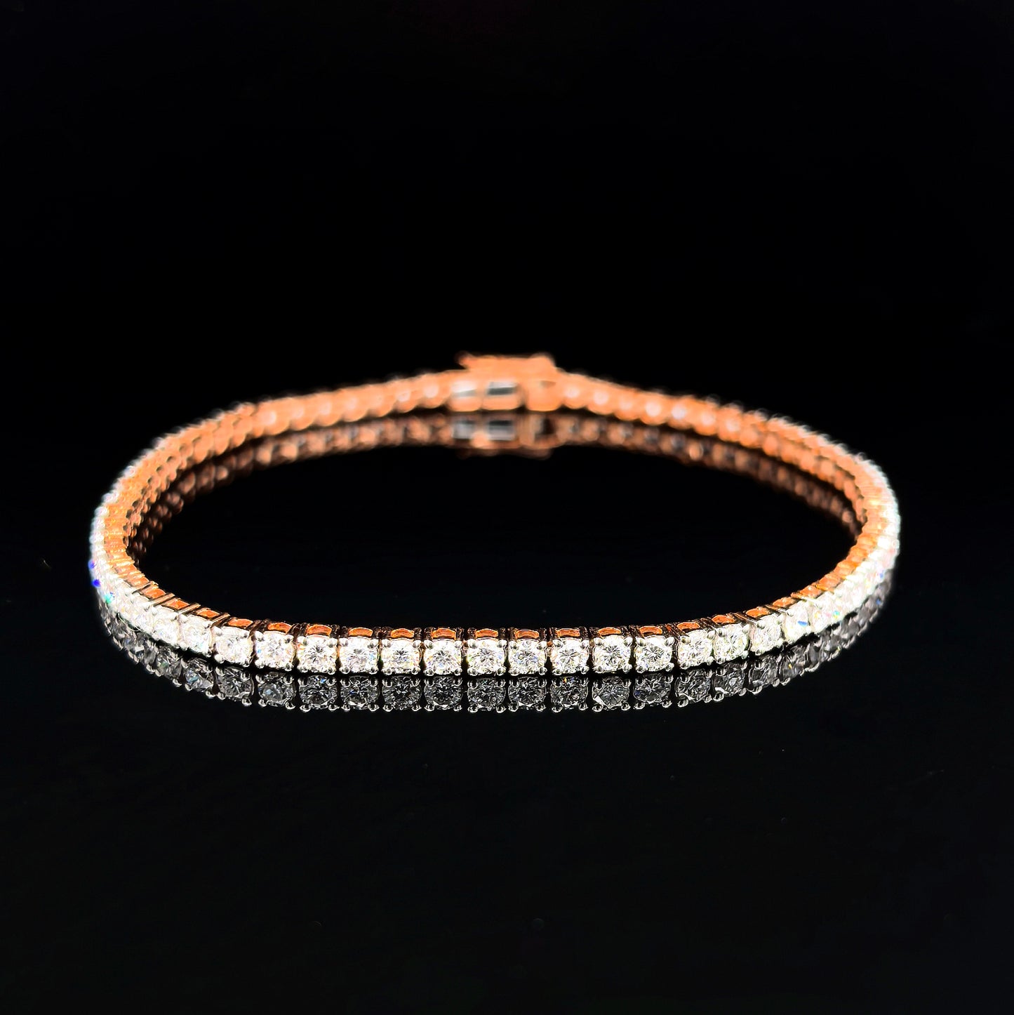9k R/Gold, 68= 3,23ct Round Brilliant Lab Grown Diamond Bracelet