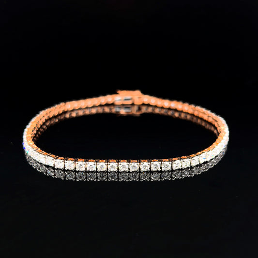 9k R/Gold, 68= 3,23ct Round Brilliant Lab Grown Diamond Bracelet
