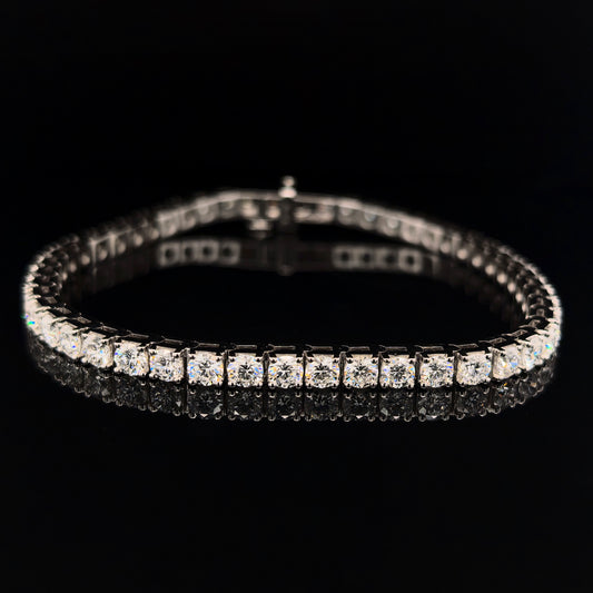 9k W/Gold, 50= 7,75ct Round Brilliant Lab Grown Diamond Bracelet