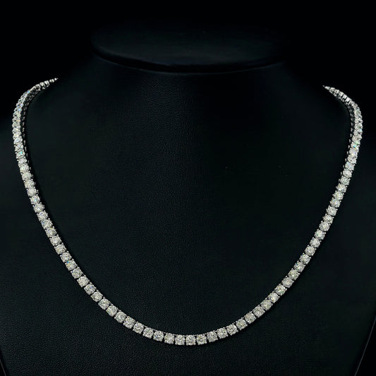 9k W/Gold, 125= 20,09ct Round Brilliant Lab Grown Diamond Necklace