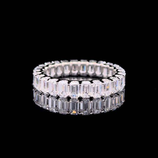 9k W/Gold, 27=3,52ct Emerald Cut Lab Grown Diamond Eternity Ring