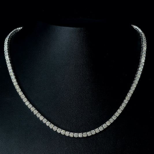 9k W/Gold, 133= 14.91ct Round Brilliant Lab Grown Diamond Necklace