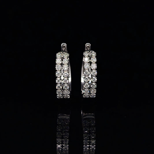 9k W/Gold, 32= 0,42ct Round Brilliant Cut Lab Grown Diamond Hoop Earrings