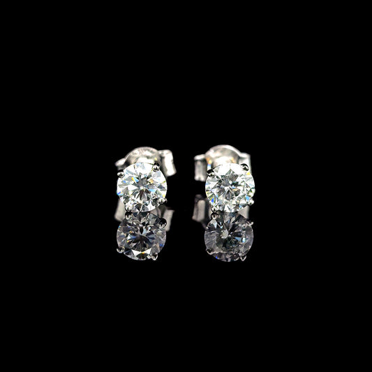 9k W/Gold, 2= 0,60ct Round Brilliant Lab Grown Diamond Stud Earrings