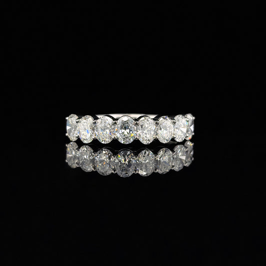 9k W/Gold, 8=1,20ct Oval Cut Lab Grown Diamond Half Eternity Ring