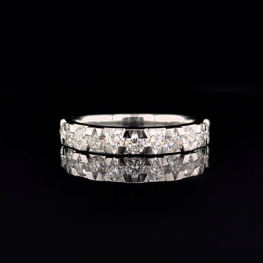 9k W/Gold, 15= 0,97ct Round Brilliant Lab Grown Half Eternity Diamond Ring