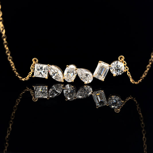 9k Y/Gold, 6= 4,24ct Multi-shape Lab Grown Diamond Pendant