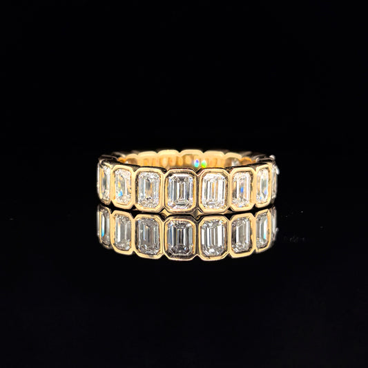 9k Y/Gold, 18=3,92ct Emerald Cut Lab Grown Diamond Eternity Ring