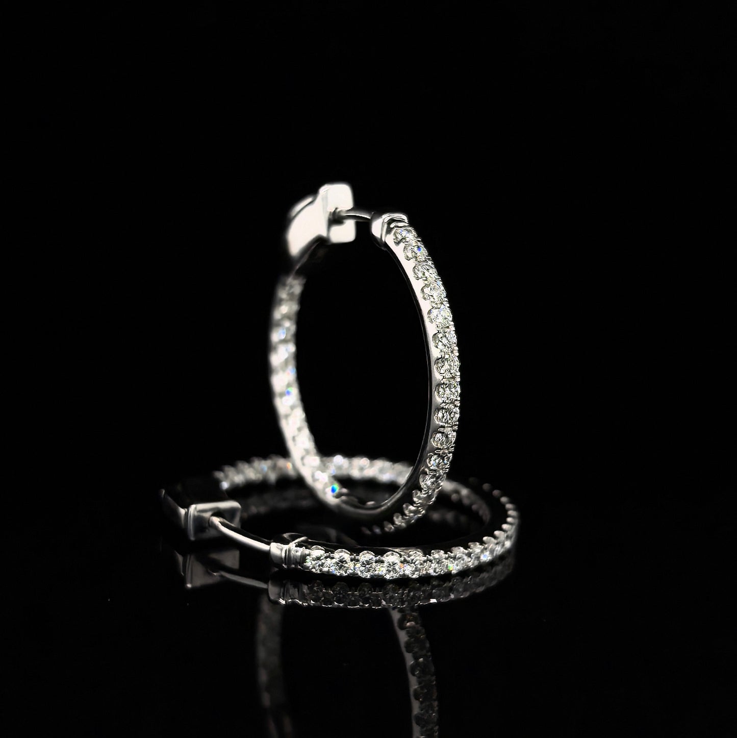 9k W/Gold, 58= 1,01ct Round Brilliant Cut Lab Grown Diamond Huggy Earrings