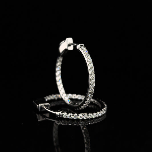 9k W/Gold, 58= 1,01ct Round Brilliant Cut Lab Grown Diamond Huggy Earrings