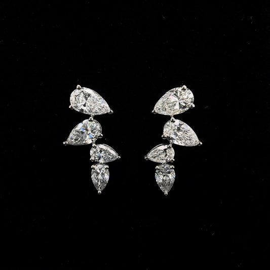 9k W/Gold, 8= 1,47ct Pear Shape Lab Grown Diamond Dangle Earrings