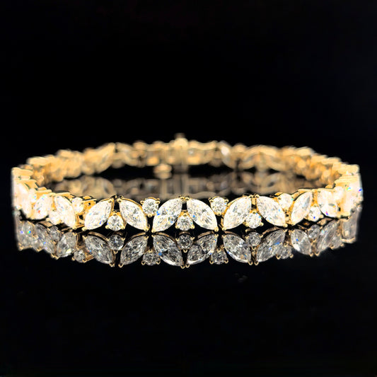 9k Y/Gold, 68= 8.75ct Marquise & Round Brilliant Lab Grown Diamond Bracelet