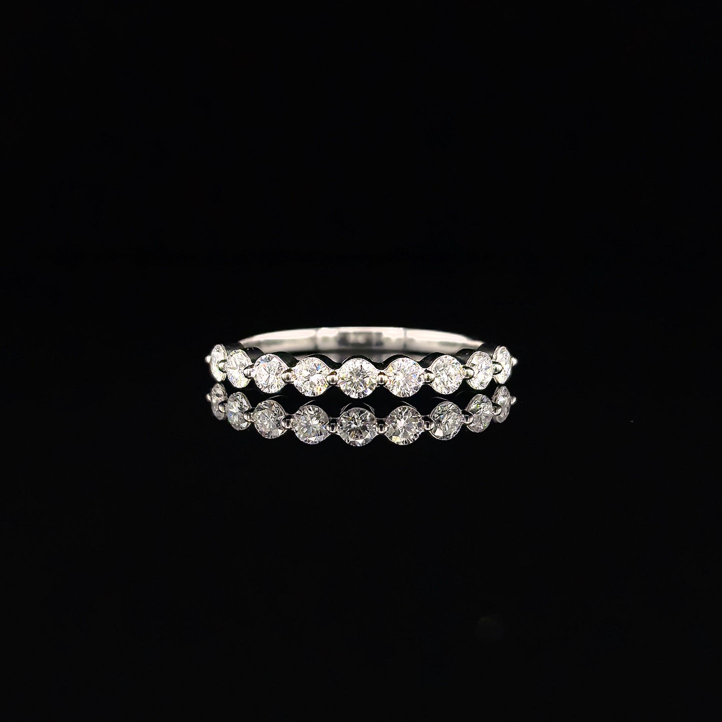 9K W/Gold, Round Brilliant Cut Lab Grown Diamond 9 Stone Ring