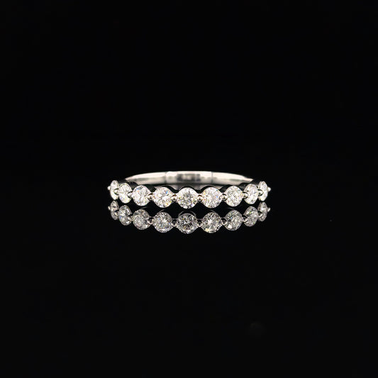 9K W/Gold, Round Brilliant Cut Lab Grown Diamond 9 Stone Ring
