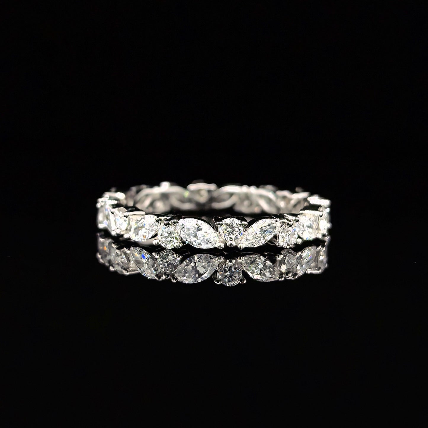 9K W/Gold, Marquise & Round Brilliant Lab Grown Diamond Eternity Ring