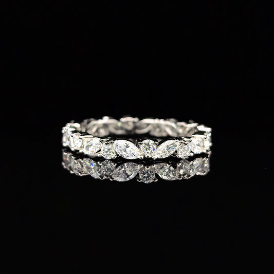 9K W/Gold, Marquise & Round Brilliant Lab Grown Diamond Eternity Ring