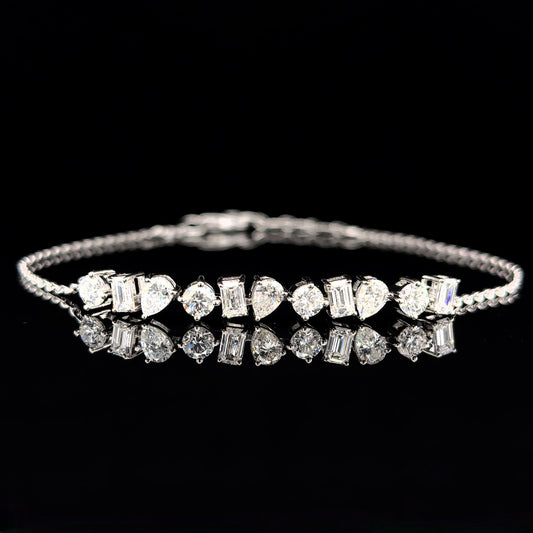 9k W/Gold, 11= 1,338ct Multi-Shape Lab Grown Diamond Bracelet