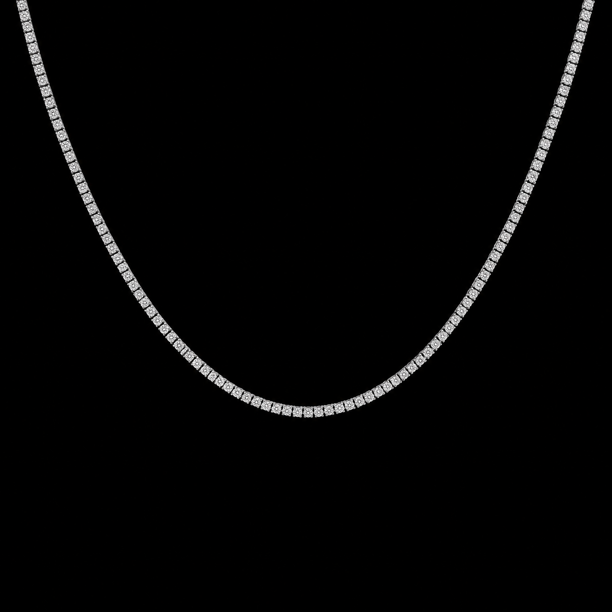 9k W/Gold, 228= 4,859ct Round Brilliant Lab Grown Diamond Necklace