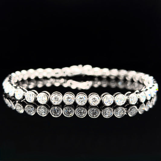 9k W/Gold, 41= 6.089ct Round Brilliant Lab Grown Diamond Bracelet