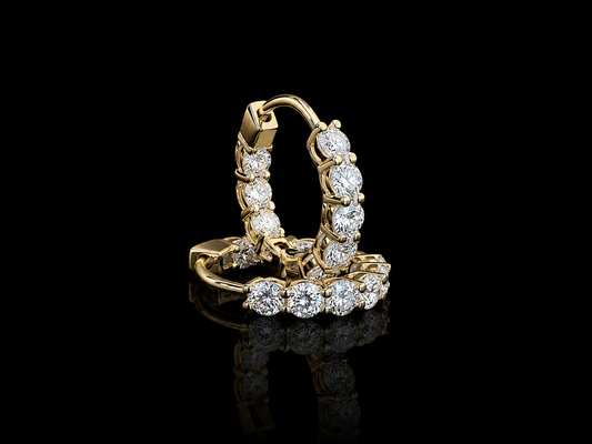 9K Y/Gold, Round Brilliant Cut Lab Grown Diamond Medium Huggy Earrings