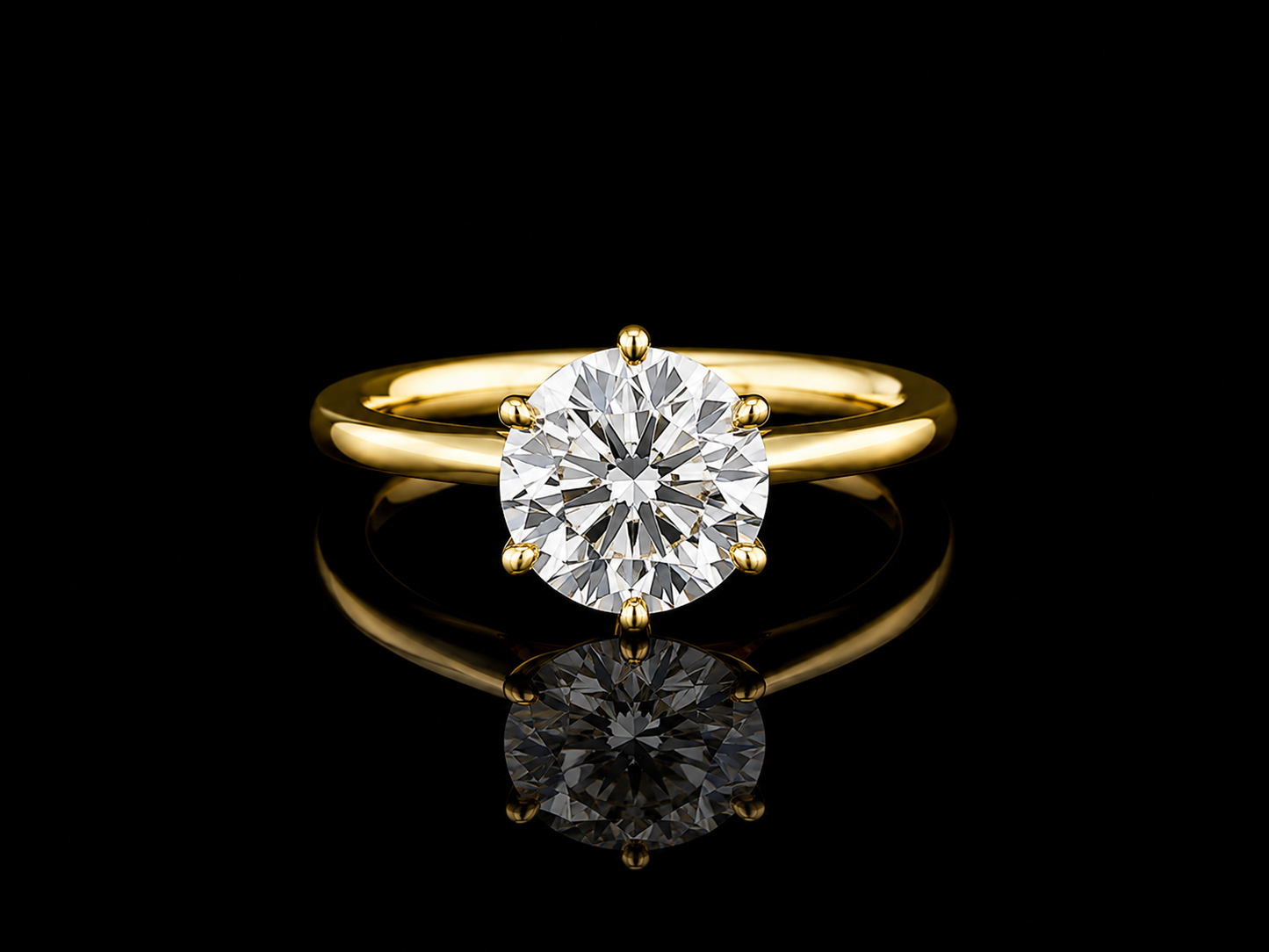 9k Y/Gold, 3.00ct Round Brilliant Cut Solitaire Lab Grown Diamond Ring