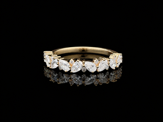 9K Y/Gold, Pear Shape & Round Brilliant Cut Lab Grown Diamond Eternity Ring