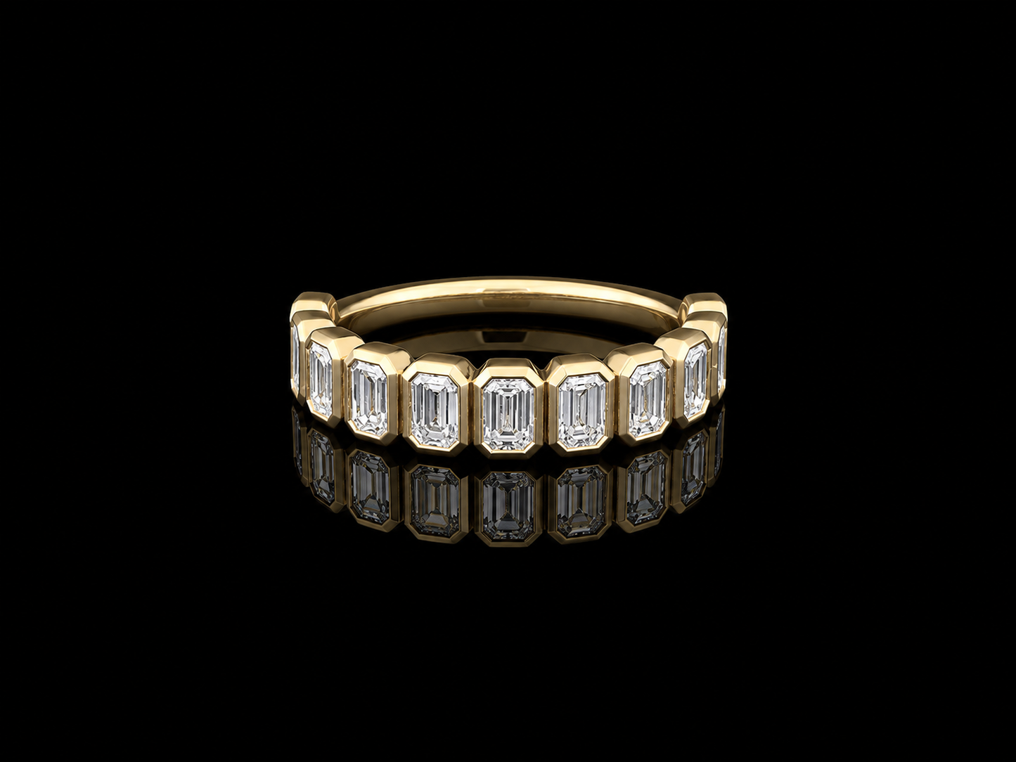 9K Y/Gold, Emerald Cut Lab Grown Diamond Eternity Ring