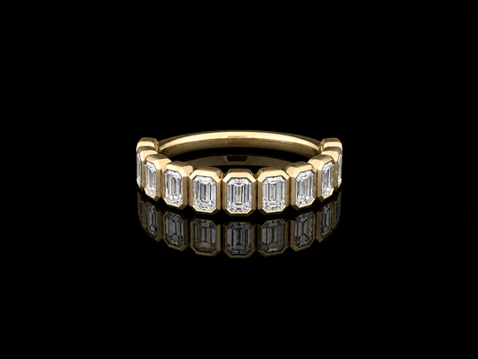 9K Y/Gold, Emerald Cut Lab Grown Diamond Eternity Ring