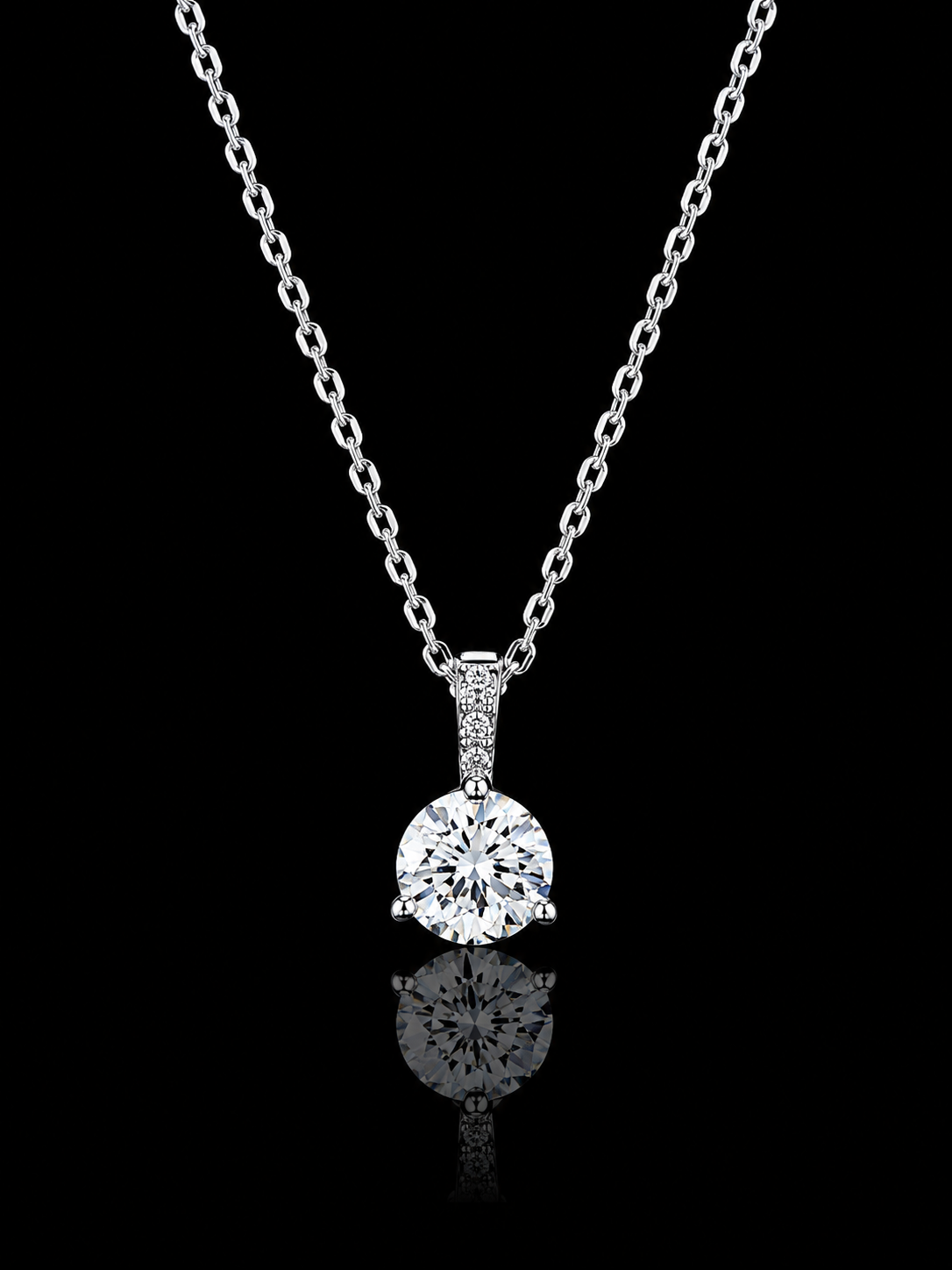 9K W/Gold 4= 0,72ct Round Brilliant Cut Lab Grown Diamond Pendant