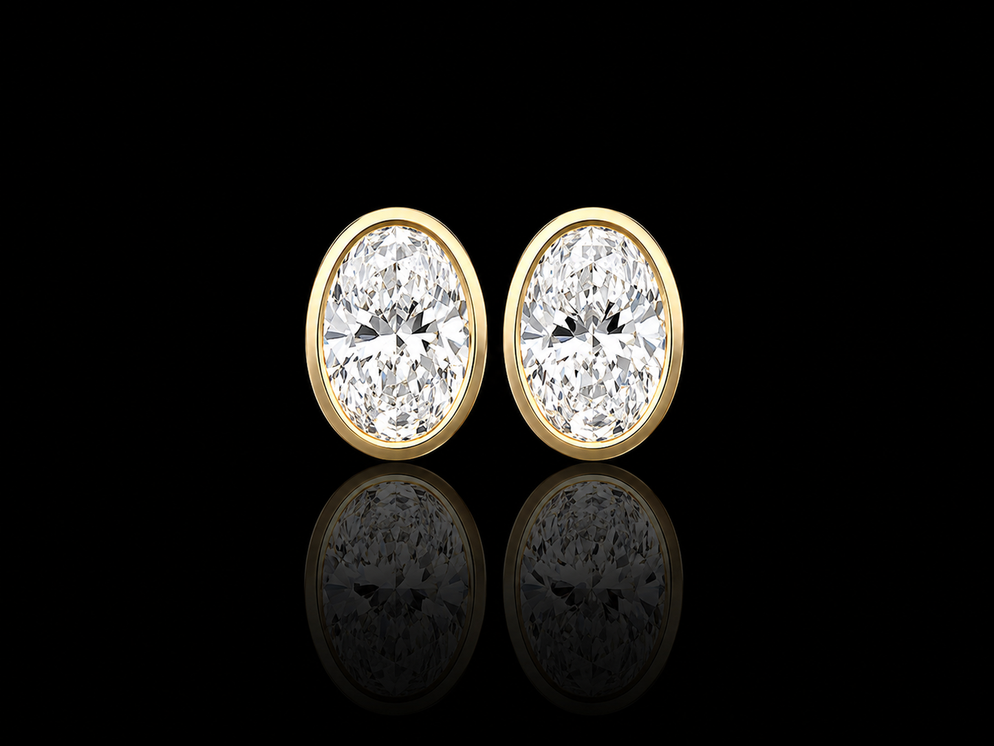 9K Y/Gold, Oval Cut Lab Grown Diamond Stud Earrings